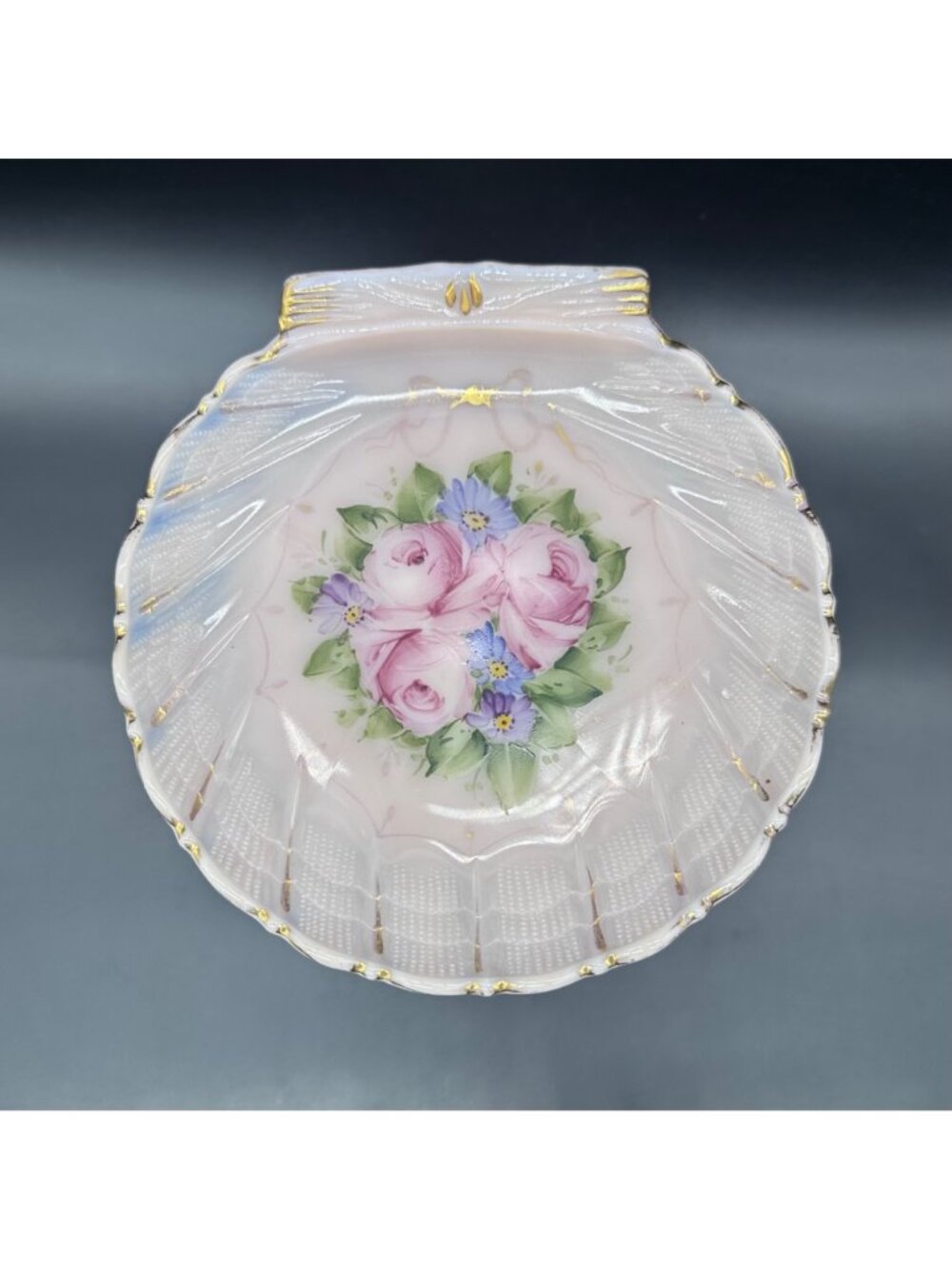 Cambridge Crown Tuscan Statuesque Nude Sea Shell Compote Charleton Roses Pink - Picture 6 of 14